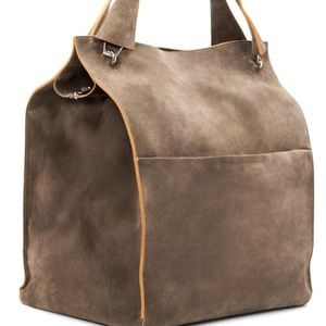 Aquatalia Taupe Columbus Suede Tote Bag